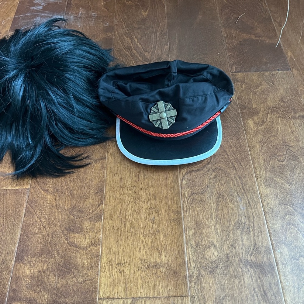 Hanako kun Stylish Black Cap with Red Trim and Cross Emblem